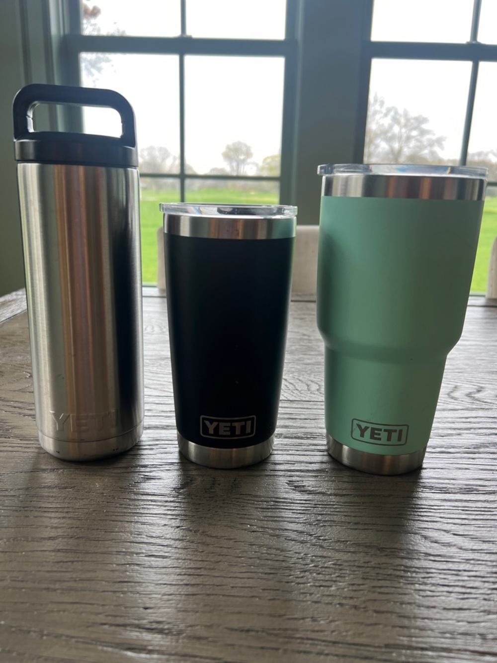 Yeti Stainless Steel, Black & Mint Travel Tumbler Trio